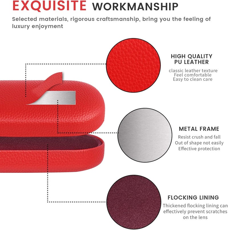 molshine Hard Shell Leather Sunglasses Case,Classic Large Glasses Case for Women Men,Sunglass Eyeglasses - Image 4